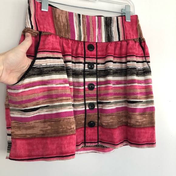 Stoosh Striped Button Pocket Mini Skirt S - Picture 2 of 6